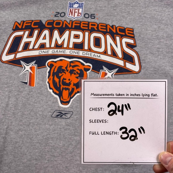 Reebok Mens T-Shirt Large Gray 2006 NFC Conference Champions Chicago Bears NFL - Picture 4 of 8